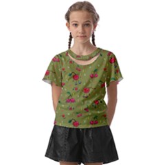 Red Cherries Athletes Kids  Front Cut Tee by SychEva