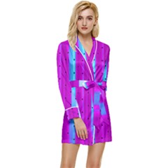 Warped Stripy Dots Long Sleeve Satin Robe by essentialimage365