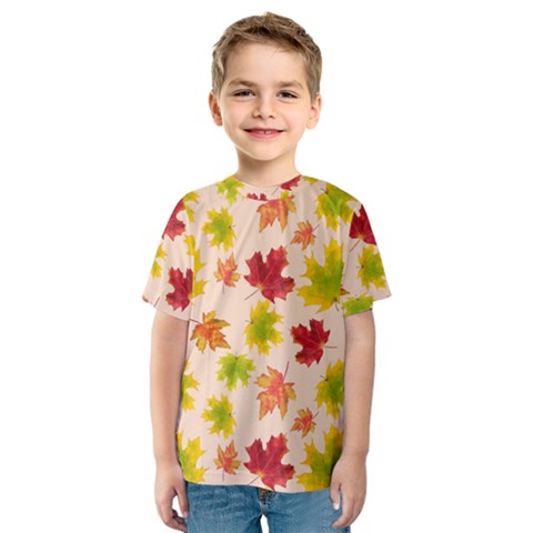 Bright Autumn Leaves Kids  Sport Mesh Tee by SychEva