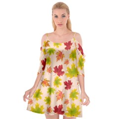 Bright Autumn Leaves Cutout Spaghetti Strap Chiffon Dress by SychEva