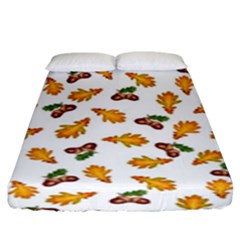 Oak Leaves And Acorns Fitted Sheet (king Size) by SychEva