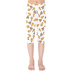 Oak Leaves And Acorns Kids  Capri Leggings  by SychEva