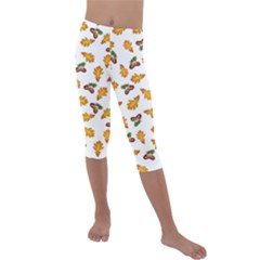 Oak Leaves And Acorns Kids  Lightweight Velour Capri Leggings  by SychEva