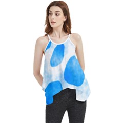 Cloudy Watercolor, Blue Cow Spots, Animal Fur Print Flowy Camisole Tank Top by Casemiro