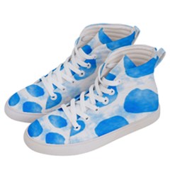 Cloudy Watercolor, Blue Cow Spots, Animal Fur Print Women s Hi-top Skate Sneakers by Casemiro