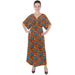 Pumpkin In Pumpkin V-neck Boho Style Maxi Dress by SychEva