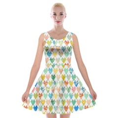 Multicolored Hearts Velvet Skater Dress by SychEva