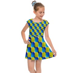 Illusion Waves Pattern Kids  Cap Sleeve Dress by Sparkle