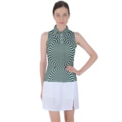 Illusion Waves Pattern Women s Sleeveless Polo Tee by Sparkle