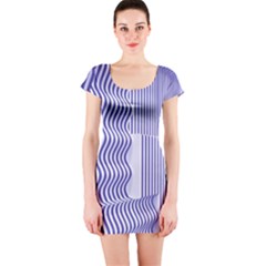 Illusion Waves Pattern Short Sleeve Bodycon Dress by Sparkle