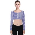 Illusion Waves Pattern Velvet Long Sleeve Crop Top View1