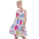 Abstract Multicolored Shapes Knee Length Skater Dress View1