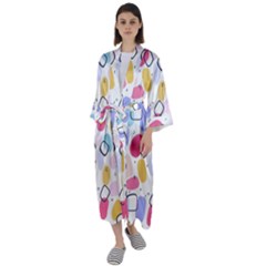 Abstract Multicolored Shapes Maxi Satin Kimono by SychEva