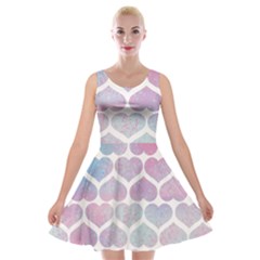 Multicolored Hearts Velvet Skater Dress by SychEva