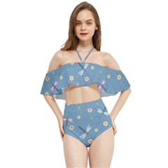 Cute Dragonflies In Spring Halter Flowy Bikini Set  by SychEva