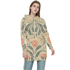 Folk Flowers Print Floral Pattern Ethnic Art Women s Long Oversized Pullover Hoodie by Eskimos