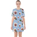 Hibiscus Flowers Sixties Short Sleeve Mini Dress View1