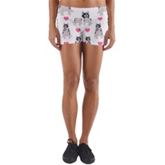 Little Husky With Hearts Yoga Shorts by SychEva