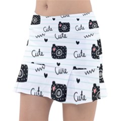 Cute Cameras Doodles Hand Drawn Classic Tennis Skirt by Sapixe