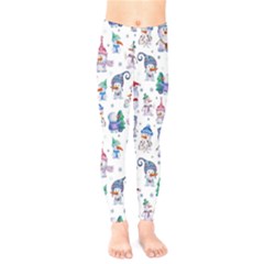 Cute Snowmen Celebrate New Year Kids  Leggings by SychEva