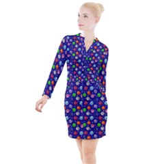 Christmas Balls Button Long Sleeve Dress by SychEva