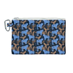 Blue Tigers Canvas Cosmetic Bag (large) by SychEva