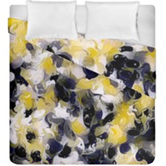 Black, Gray And Yellow Swirls  Duvet Cover Double Side (king Size) by Khoncepts