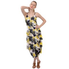 Black, Gray And Yellow Swirls Layered Bottom Dress by Khoncepts