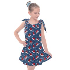 Blue Christmas Hats Kids  Tie Up Tunic Dress by SychEva