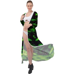 Green  Waves Abstract Series No3 Maxi Chiffon Beach Wrap by DimitriosArt