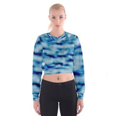 Blue Waves Abstract Series No5 Cropped Sweatshirt by DimitriosArt