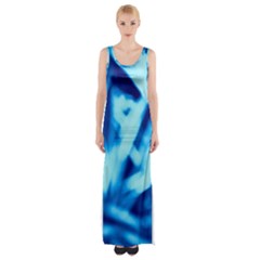 Blue Abstract 2 Thigh Split Maxi Dress by DimitriosArt