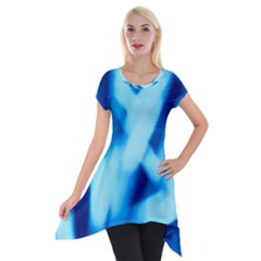 Blue Abstract 2 Short Sleeve Side Drop Tunic by DimitriosArt