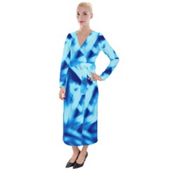 Blue Abstract 2 Velvet Maxi Wrap Dress by DimitriosArt