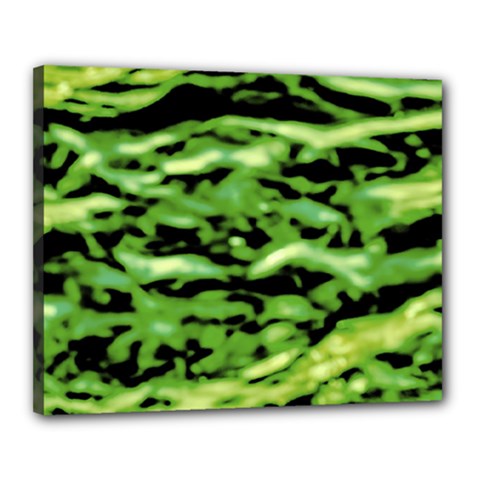 Green  Waves Abstract Series No11 Canvas 20  X 16  (stretched) by DimitriosArt