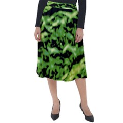 Green  Waves Abstract Series No11 Classic Velour Midi Skirt  by DimitriosArt