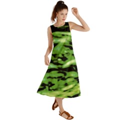 Green  Waves Abstract Series No11 Summer Maxi Dress by DimitriosArt