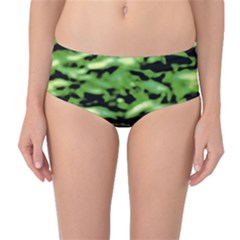 Green  Waves Abstract Series No11 Mid-waist Bikini Bottoms by DimitriosArt