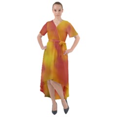 Flower Abstract Front Wrap High Low Dress by DimitriosArt