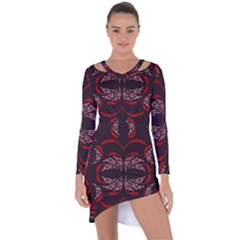 Floral Folk Damask Pattern Fantasy Flowers Floral Geometric Fantasy Asymmetric Cut-out Shift Dress by Eskimos