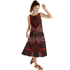 Floral Folk Damask Pattern Fantasy Flowers Floral Geometric Fantasy Summer Maxi Dress by Eskimos