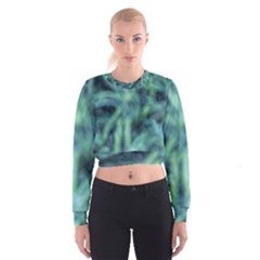 Blue Abstract Stars Cropped Sweatshirt by DimitriosArt