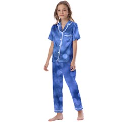 Light Reflections Abstract No5 Blue Kids  Satin Short Sleeve Pajamas Set by DimitriosArt