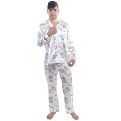 Unicorn Cats Pattern 2 Men s Long Sleeve Satin Pajamas Set by Littlebird