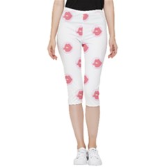 Lips Bubblegum Pattern Inside Out Lightweight Velour Capri Leggings  by Littlebird