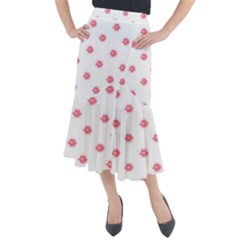 Lips Bubblegum Pattern Midi Mermaid Skirt by Littlebird