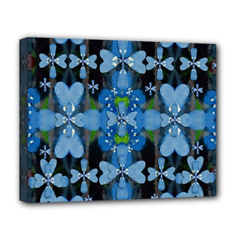 Rare Excotic Blue Flowers In The Forest Of Calm And Peace Deluxe Canvas 20  X 16  (stretched) by pepitasart