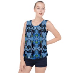 Rare Excotic Blue Flowers In The Forest Of Calm And Peace Bubble Hem Chiffon Tank Top by pepitasart