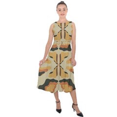 Abstract Pattern Geometric Backgrounds  Abstract Geometric  Midi Tie-back Chiffon Dress by Eskimos