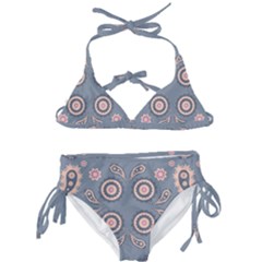 Floral Folk Damask Pattern Fantasy Flowers Floral Geometric Fantasy Kids  Classic Bikini Set by Eskimos